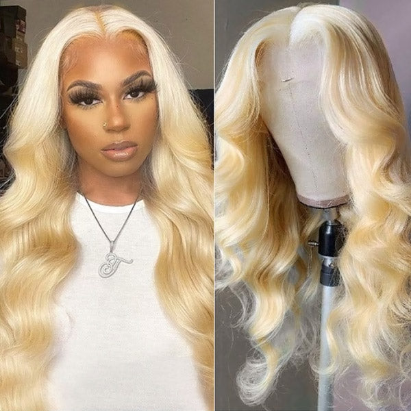 613 Blonde Hair 13x4 Lace Front Wig HD Transparent Body Wave Human Hair Wigs