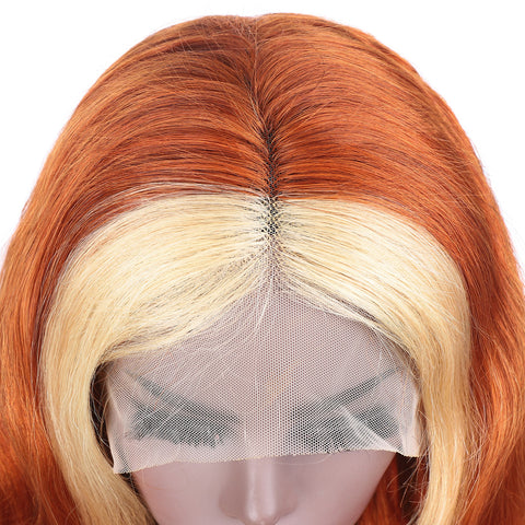 Ginger Blonde Wigs HD Transparent Body Wave Human Hair Wigs T Part Lace Wig