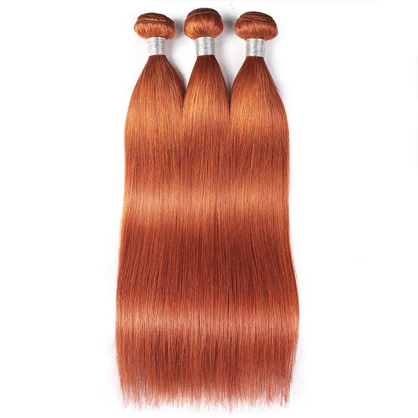 Ginger Color Straight Hair 3 Bundles with 4x4 Lace Closure - MeetuHair Ginger Color Straight Hair 3 Bundles with 4x4 Lace Closure - MeetuHair