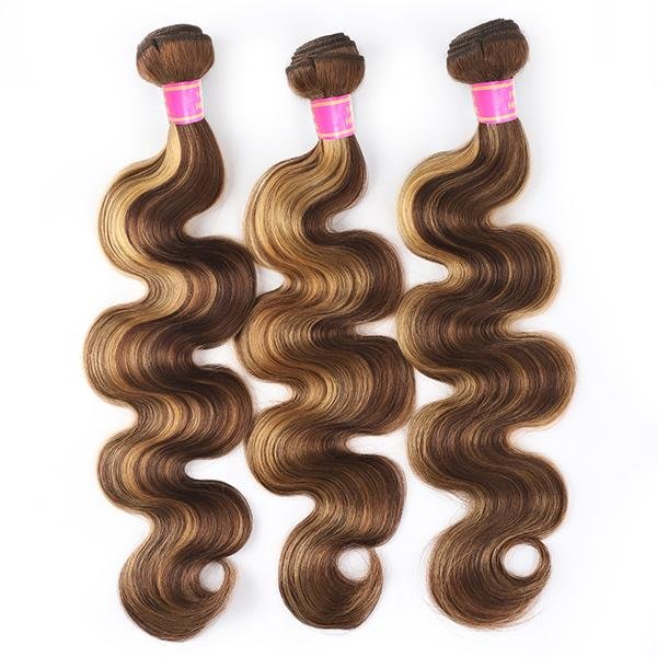 Highlight Color Body Wave Hair 3 Bundles with 4x4 Lace Closure - MeetuHair Highlight Color Body Wave Hair 3 Bundles with 4x4 Lace Closure - MeetuHair