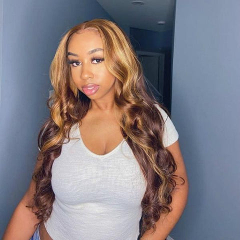 Highlight Color Body Wave Hair 3 Bundles with 4x4 Lace Closure - MeetuHair Highlight Color Body Wave Hair 3 Bundles with 4x4 Lace Closure - MeetuHair