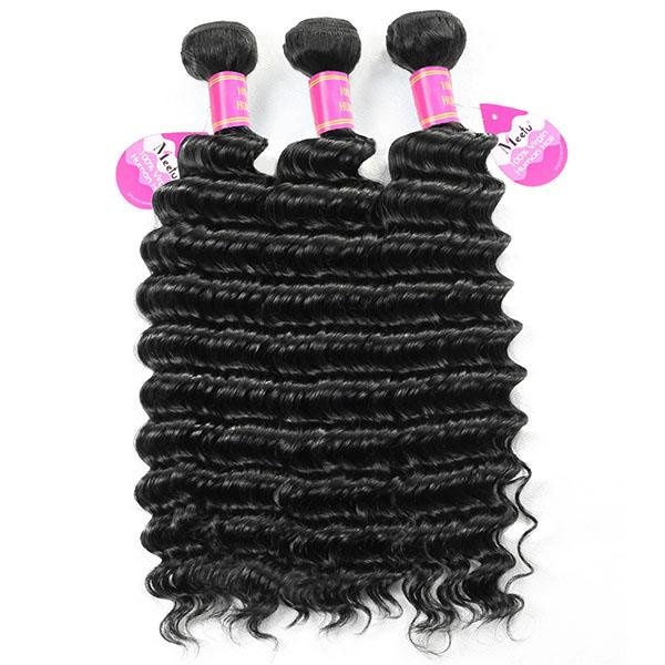 Meetu Hair Peruvian Deep Wave Virgin Human Hair Weave 3 Bundles with 4*4 Lace Closure - MeetuHair Meetu Hair Peruvian Deep Wave Virgin Human Hair Weave 3 Bundles with 4*4 Lace Closure - MeetuHair