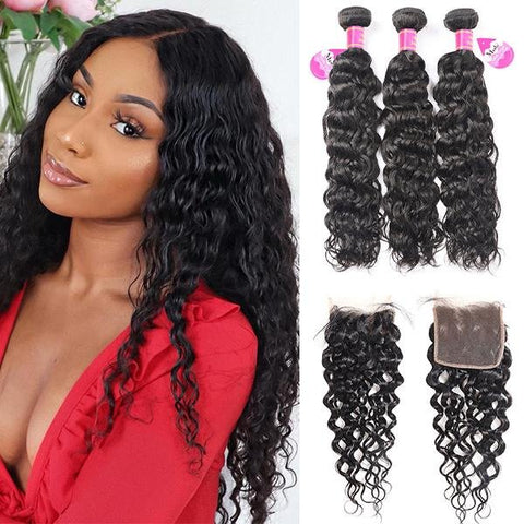 Water Wave Hair Bundles with Closure Virgin Peruvian Wet and Wavy Hair Weave Water Wave Hair Bundles with Closure Virgin Peruvian Wet and Wavy Hair Weave