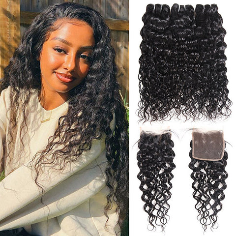 Water Wave Hair Bundles with Closure Virgin Peruvian Wet and Wavy Hair Weave Water Wave Hair Bundles with Closure Virgin Peruvian Wet and Wavy Hair Weave