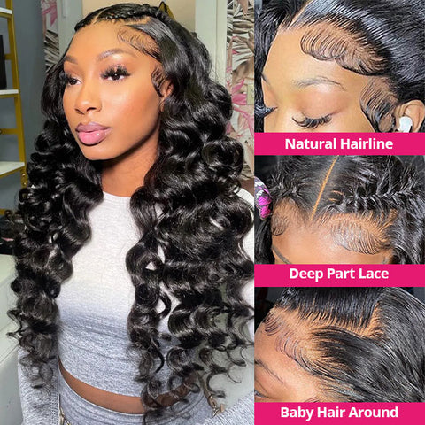 5x5 HD Lace Closure Wig Loose Deep Wave Glueless Wigs 30 inch Human Hair Wigs