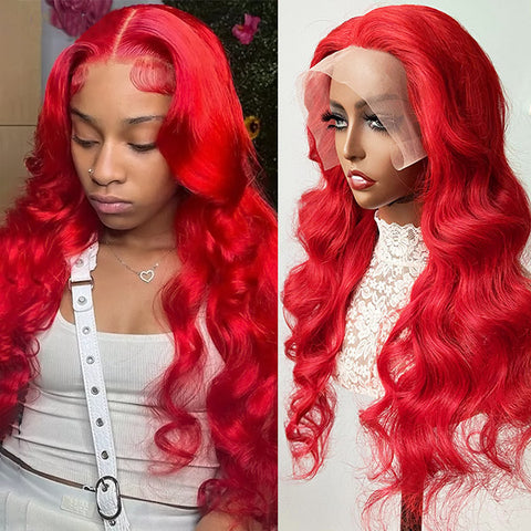 Red Body Wave 13x4 HD Lace Front Wigs Colored Human Hair Wigs