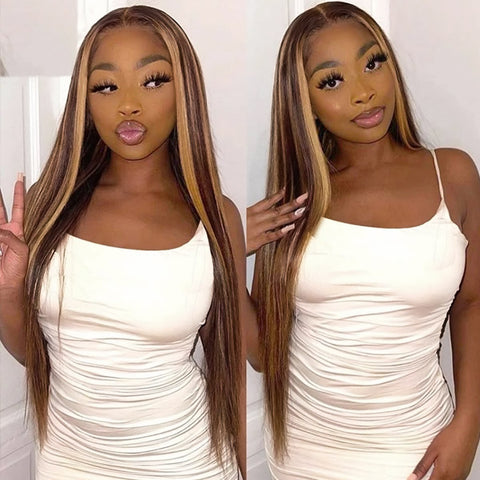 Highlight Wigs 13x4 Lace Front Wig Blonde Highlight Straight Hair Lace Wigs