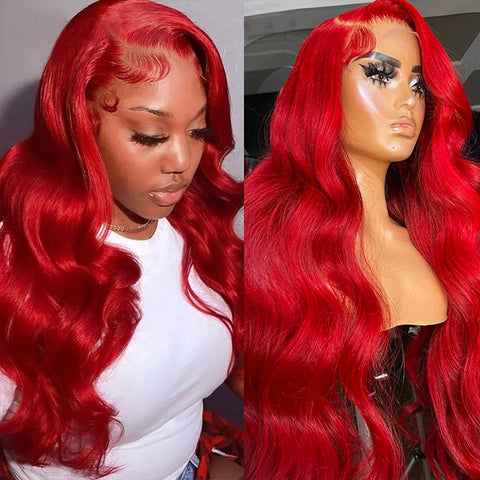 Red Body Wave 13x4 HD Lace Front Wigs Colored Human Hair Wigs