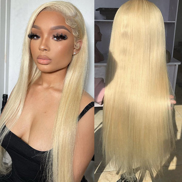 30 Inch 613 Lace Front Wig Honey Blonde Human Hair Wigs Straight Hair 13x4 Lace Frontal Wigs