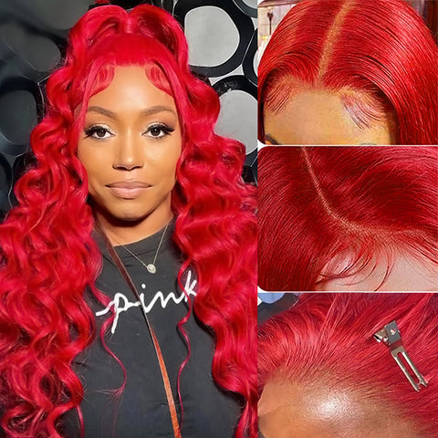 Red Body Wave 13x4 HD Lace Front Wigs Colored Human Hair Wigs