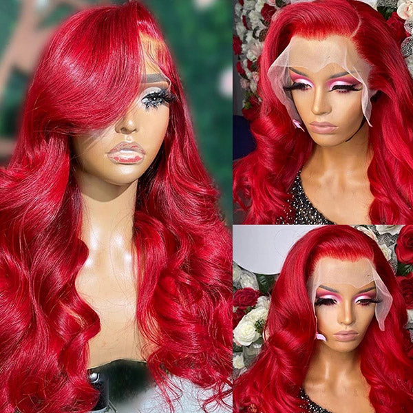 Red Body Wave 13x4 HD Lace Front Wigs Colored Human Hair Wigs