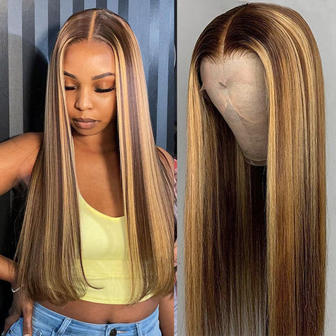Highlight Wig 13x4 Lace Front Wig Highlighted Hair Lace Wig Straight Human Hair Wigs