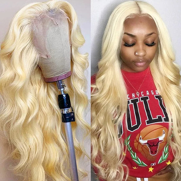 613 Blonde Hair 13x4 Lace Front Wig HD Transparent Body Wave Human Hair Wigs