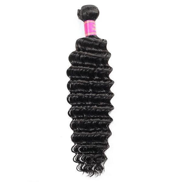 10A Deep Wave 4 Bundles with 13*4 Lace Frontal Virgin Brazilian Human Hair Weave - MeetuHair