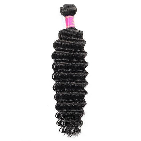 10A Deep Wave 4 Bundles with 13*4 Lace Frontal Virgin Brazilian Human Hair Weave - MeetuHair