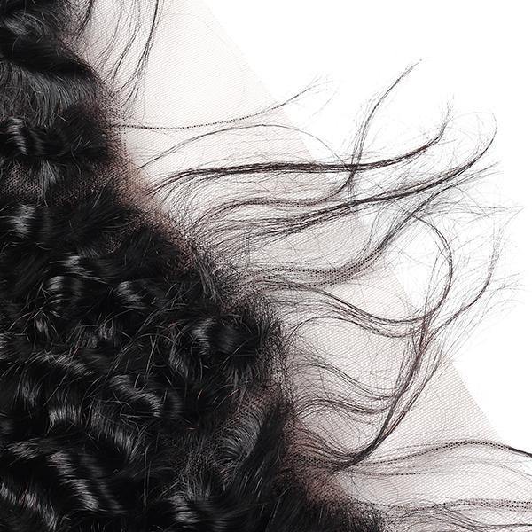 10A Deep Wave 4 Bundles with 13*4 Lace Frontal Virgin Brazilian Human Hair Weave - MeetuHair