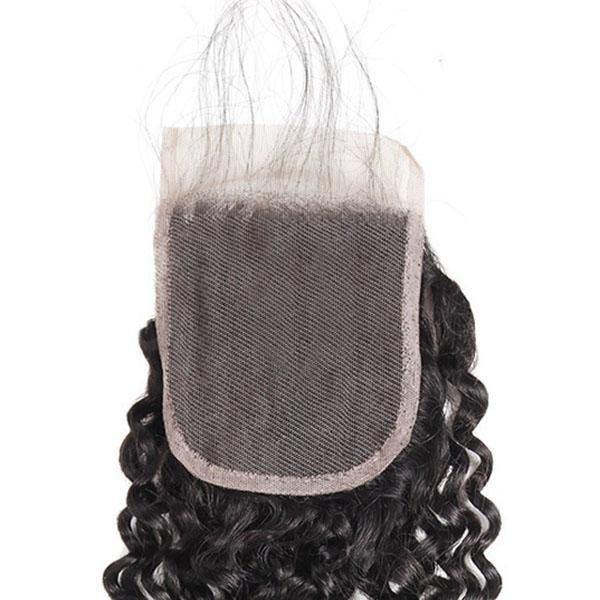 10A Peruvian Curly Virgin Human Hair 4 Bundles With 4*4 Lace Closure - MeetuHair