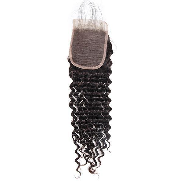 10A Peruvian Deep Wave Virgin Human Hair 4 Bundles With 4*4 Lace Closure - MeetuHair