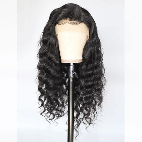 Lace Closure Wig Loose Deep Wave 4x4 Lace Wig 10A Peruvian Hair Human Hair Wigs