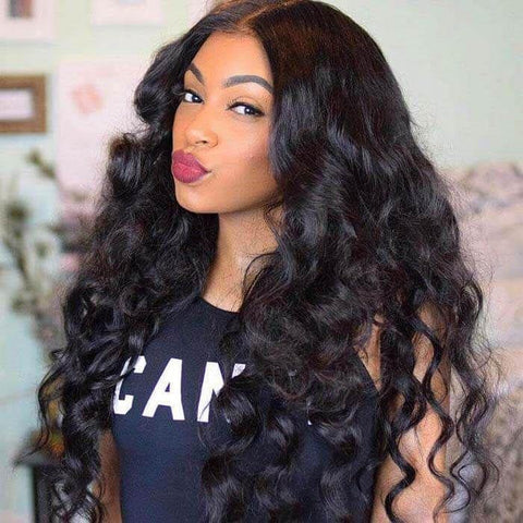 Loose Wave Lace Front Wig Peruvian Human Hair Wigs 13x4 Lace Frontal Wig Pre Plucked