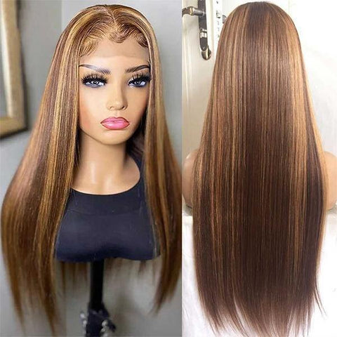 13x4 Lace Front Wig Highlighted Hair Lace Wig Straight Hair Human Hair Wigs - MeetuHair