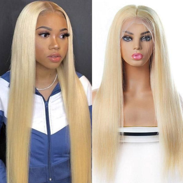 613 Blonde Wig 4x4 Lace Closure Wig Honey Blonde Straight Human Hair Wigs