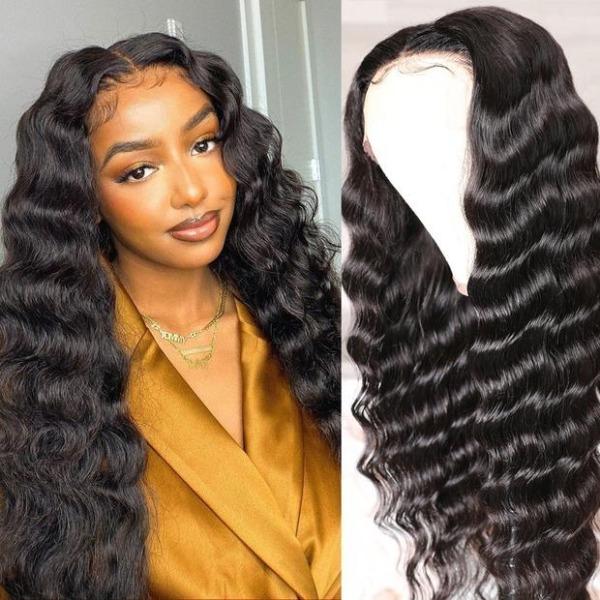 Loose Deep Wave Lace Frontal Wig Transparent Lace Wig 13x6 Lace Front Human Hair Wigs 30Inch