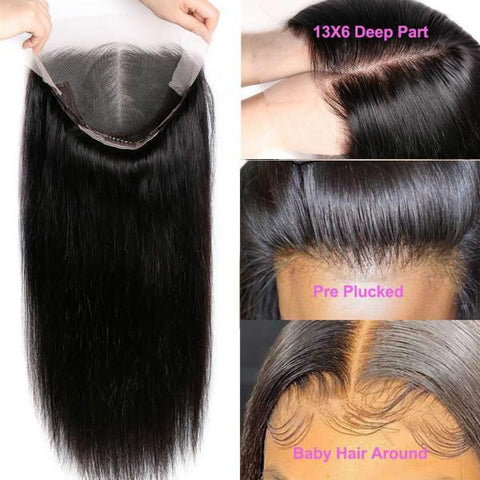 13x6 Lace Front Wig Straight Hair HD Lace Wig 100% Virgin Human Hair Wigs - MeetuHair