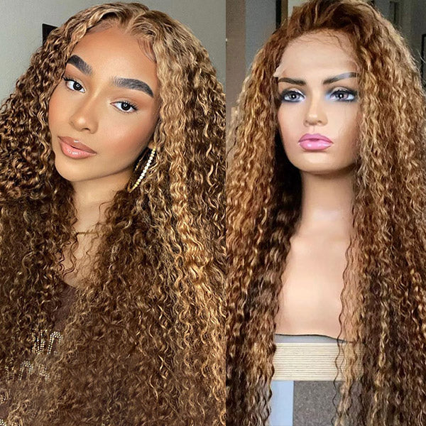 Highlight Curly Wig 13x4 Lace Front Wig Curly Human Hair Wigs