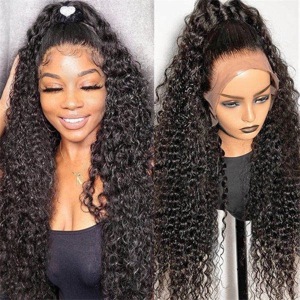 Kinky Curly Wave Human Hair 360 Lace Frontal Wigs HD Glueless 13x4x1 T Part Human Hair Wigs