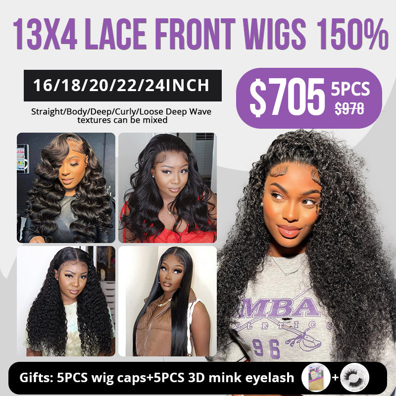 13x4 HD Lace Front Wigs Human Hair Wig 5PCS 16 18 20 22 24 Inch