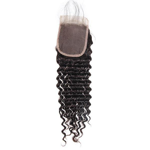 Brazilian Deep Wave Human Hair 4 Bundles With 4*4 Lace Closure 10A Virgin Human Hair Weave - MeetuHair