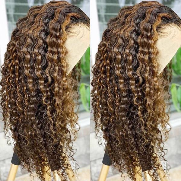 Highlight Deep Wave Wig 4x4 Lace Closure Wig Highlight Human Hair Wig