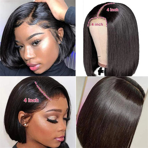 4x4 Lace Closure Bob Wig Straight Human Hair Wig Short Bob Wigs