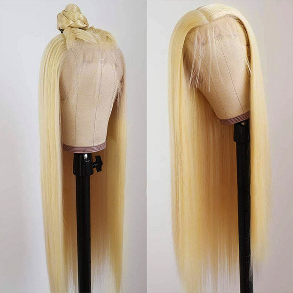 613 Blonde Hair 4x4 Lace Closure Wig HD Transparent Straight Human Hair Wigs
