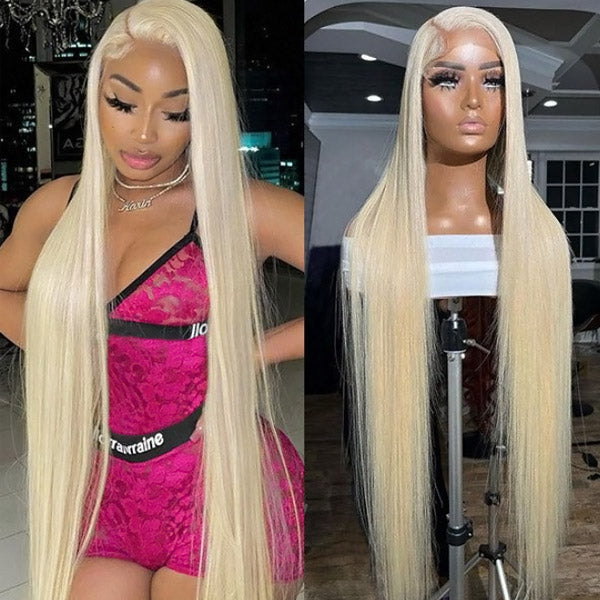 30 Inch 613 Lace Front Wig Honey Blonde Human Hair Wigs Straight Hair 13x4 Lace Frontal Wigs