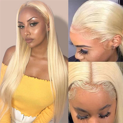 Honey Blonde Wigs Straight Hair Full Lace Human Hair Wigs Transparent 613 Wig