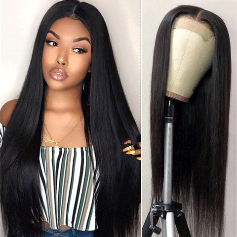 T Part Wig Straight Hair Transparent Lace Wig Bone Straight Human Hair Wigs