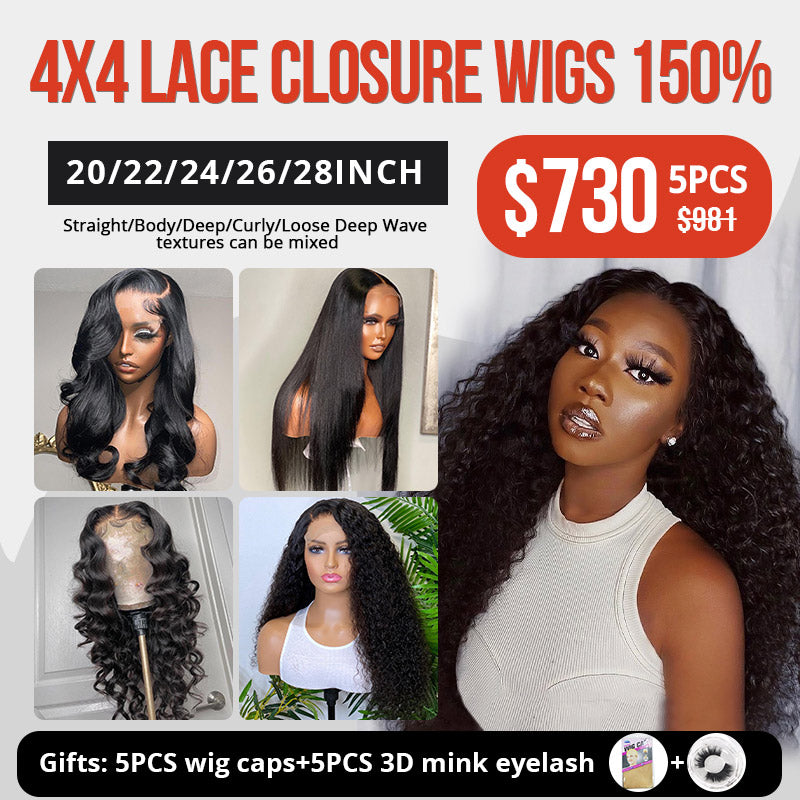 4x4 Lace Closure Wigs Human Hair Wig Wholesale Deal 20 22 24 26 28 Inch