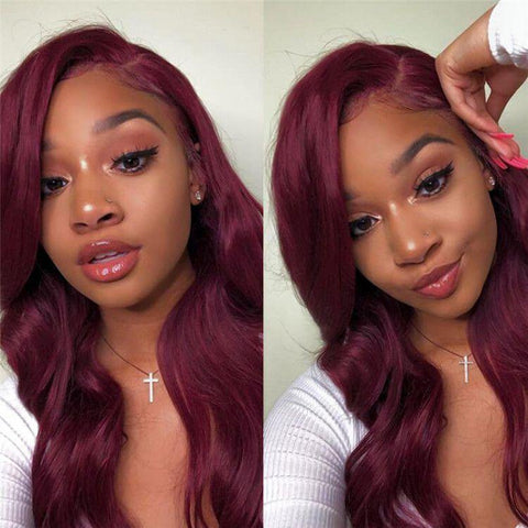 99J Burgundy Lace Wig Body Wave Hair 13x4 Lace Front Human Hair Wigs - MeetuHair