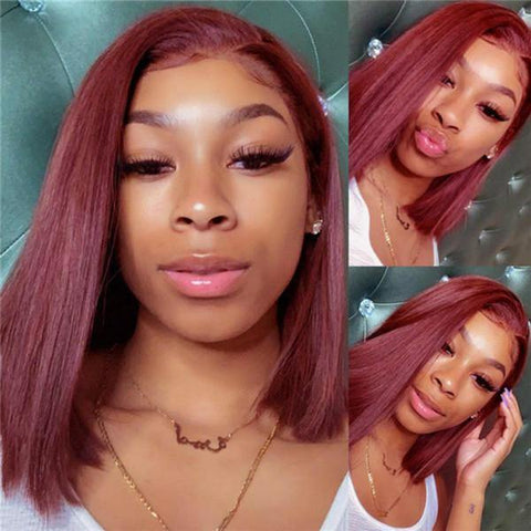 99J Burgundy Lace Wigs Straight Hair 13x4 Lace Front Human Hair Wigs - MeetuHair