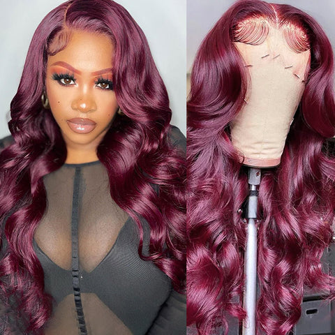 Burgundy Lace Front Wig 99J Body Wave Wig 13x4 HD Lace Frontal Human Hair Wigs