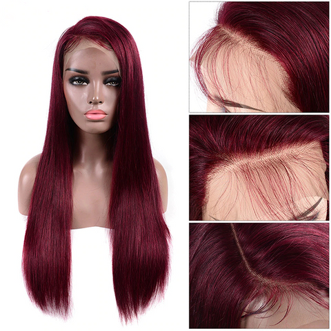 Burgundy Straight Wig 99j Lace Front Wig 13x4 HD Lace Frontal Human Hair Wigs