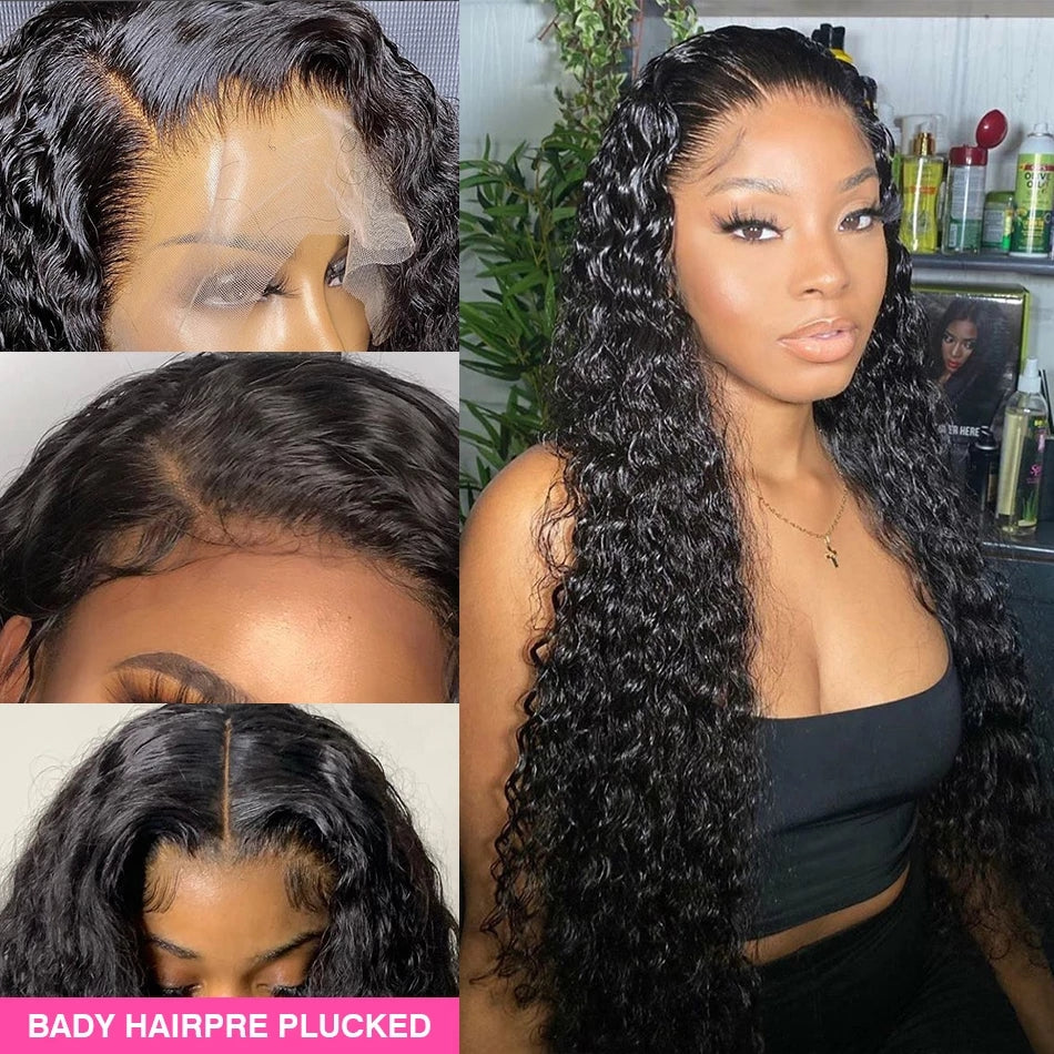 Kinky Curly Wave Human Hair 360 Lace Frontal Wigs HD Glueless 13x4x1 T Part Human Hair Wigs