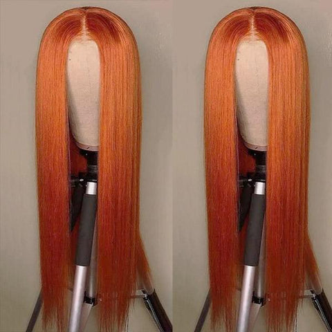 Orange Ginger Lace Wig Straight Human Hair HD Lace Wigs T Part Lace Wigs