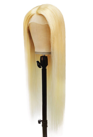 613 Blonde Hair Straight Human Hair Wigs HD T Part Lace Wigs for Women