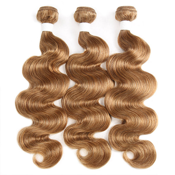 Honey Blonde Body Wave Hair Weave #27 Color Human Hair 3 Bundles