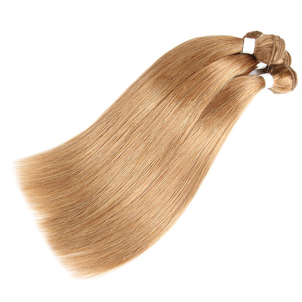 Straight Virgin Hair Weaves #27 Color Human Hair 3 Bundles