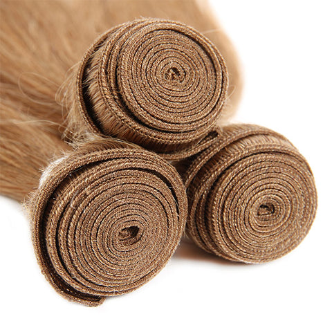 #4 Brown Color Straight Hair Weaves Virgin Human Hair 3 Bundles