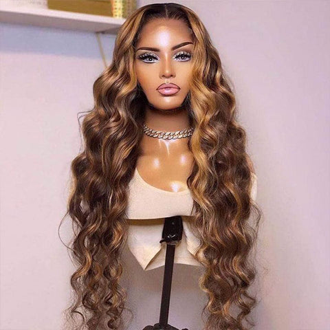 Blonde Highlighted Wigs 13x4 Lace Front Wig Body Wave Hair Wig HD Lace Frontal Wig